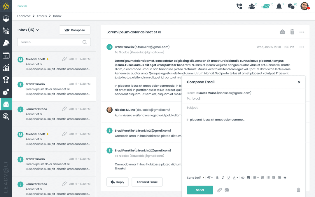 Email Inbox Product Page